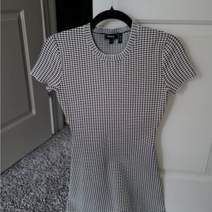 Theory Monochrome Houndstooth Mini Dress